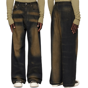 Jean baggy personnalisé pour homme, style streetwear, denim délavé, coupe droite décontractée, en denim épais - Product Image 6