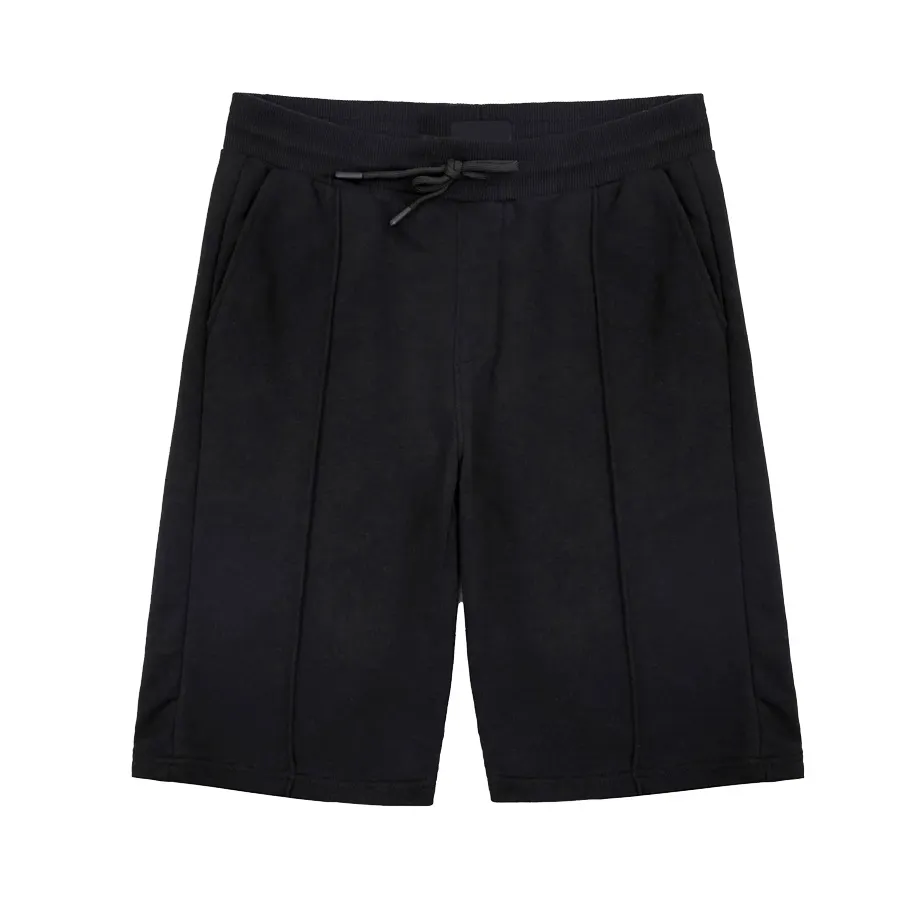 Premium Quality Men Heavyweight 260 GSM Black Colour Knee Length Bermuda Shorts With Elastic Drawstring Waist And Pockets