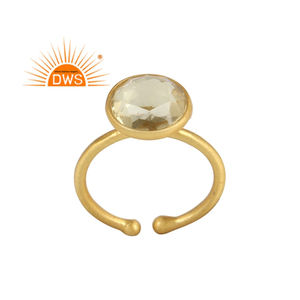 แหวนพลอยบุษราคัมเลมอนธรรมชาติดีไซน์ทำด้วยมือเครื่องประดับแบบปรับได้ - Product Image 1