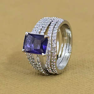 แหวนเพชรสังเคราะห์ดีไซน์เนอร์ปรับขนาดได้แหวนแฟชั่นสวยๆชุบโรเดียม - Product Image 5