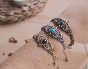 Collar de Macramé Vintage Hecho a Mano con Cuentas Mixtas de 8 mm, Colgante de Piedra y Cadena de Eslabones para Regalo de Boda - Product Image 2