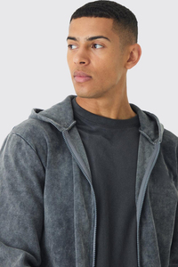 Sweats à capuche élégants à coupe ample avec fermeture à glissière unisexe GSM High Street Style délavé pour sweats à capuche OEM disponibles - Product Image 4