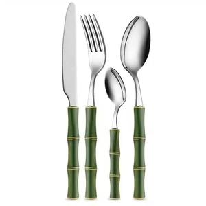 Smooth Mirror Polish Easy Cleaning Stainless Steel Modern Sustainable Wood Handles Flatware Restaurant Silverware <b>Spoon</b> <b>Fork</b> <b>Set</b> - Product Image 2