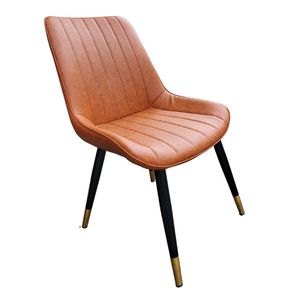 Silla de Comedor de Diseño Escandinavo Aster, Silla de Metal con Patas de Hierro, Cojín de Cuero Sintético, Recubrimiento en Polvo GAK001 para Uso Doméstico - Product Image 4