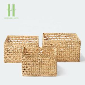 ตะกร้าสานทรงสี่เหลี่ยมสำหรับใส่เสื้อผ้าจากโรงงานในเวียดนามตะกร้าใส่น้ำลายดอกผักตบชวาออกแบบโลโก้ได้ตามต้องการ - Product Image 1