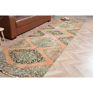 Tapis turc 3,1x12 pieds, tapis persan orange en laine - Product Image 1