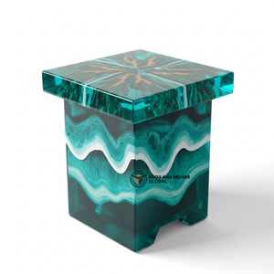 Mesa Auxiliar de Resina de Diseño Personalizado al por Mayor, Taburete Otomano, Mesa Lateral Cuadrada de Lujo, Mesa de Centro, Cubo Abstracto Moderno, Ecológico para Dormitorio - Product Image 1
