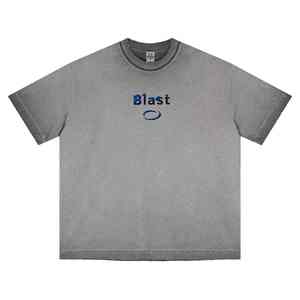 Camiseta de Hombre Extra Grande, Lavada, de Algodón 100%, Tejida, de 285g, con Estampado Personalizado y Lavado Ácido Vintage - Product Image 1