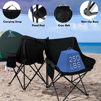 Chaise de Camping pliante portable compacte Adultes Capacité de 250lb Poches latérales Sacs de rangement Activités de plein air-Pique-nique Randonnée