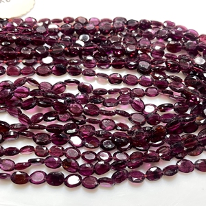 Cuentas de Briolette de forma ovalada facetada de granate al por mayor, piedras preciosas de granate rojo natural para suministros de abalorios - Product Image 3