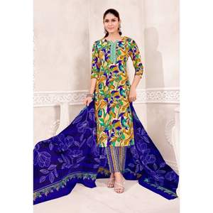 Estampado de diseñador de algodón con bordado La colección Kurta/Kurti incluye Salwar y Dupatta para elegantes trajes de fiesta - Product Image 5