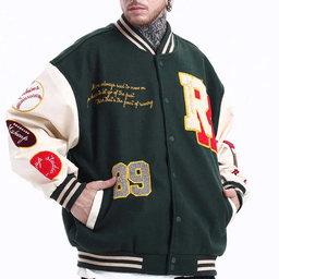 Vestes universitaires personnalisées pour femmes à la mode en extérieur Vestes universitaires personnalisées en laine et cuir brodées Logos de broderie Vestes universitaires pour femmes - Product Image 6