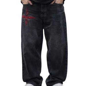 Vintage Black Straight Breathable Lightweight Cotton High Waist Streetwear Jeans Unisex All Season Formal - Product Image 1