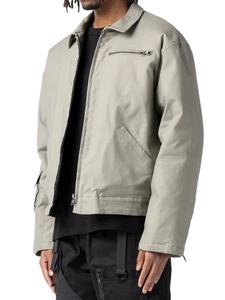 Veste de travail vintage avec doublure en satin pour hommes, logo personnalisé de haute qualité, streetwear, veste de travail en toile avec fermeture éclair et col rabattu - Product Image 6