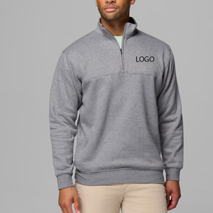 Sweat-shirt en molleton de coton et polyester pour homme, manches longues, col montant, couleur unie, avec logo personnalisé, service OEM, vente en gros - Product Image 1