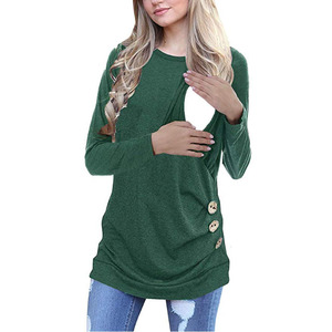 T-shirt d'<span class=keywords><strong>allaitement</strong></span> à manches longues et boutons pour femme, <span class=keywords><strong>haut</strong></span> décontracté pour grossesse et <span class=keywords><strong>allaitement</strong></span> - Product Image 4