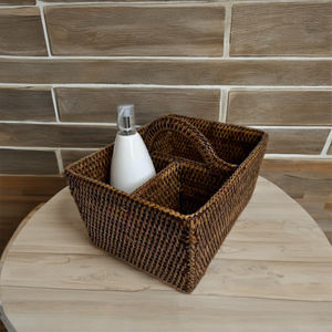 TienPhong Vente en gros Rotin Organisateur à 3 compartiments/Porte-condiments avec poignée-Rangement tissé à la main pour cuisine et salle à manger - Product Image 4