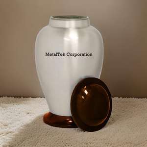 Urne funéraire en métal bicolore au design unique Nouveau style Marron et blanc Prix de gros Fournitures funéraires Urnes commémoratives pour cendres Pots - Product Image 4