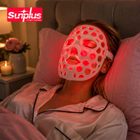 Thérapie par lumière rouge 660 Nm, masque facial, thérapie par lumière rouge infrarouge pour le visage et le cou, masque à lumière rouge avec 850 Nm NIR, 7-1 couleurs LED