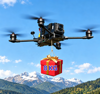 Drone de livraison montagne 15 pouces, charge utile 8 kg, F405 FC ELRS 915 MHz 5.8G 2.5W VTX 100A ESC, 40 min de vol, transport de marchandises à distance