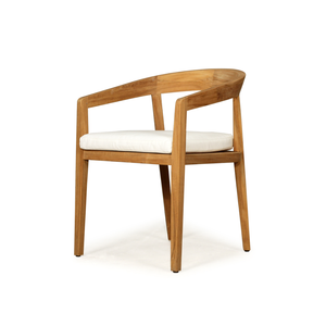 Silla de comedor moderna de teca sólida para jardín, tela impermeable, acabado natural con respaldo cómodo para el hogar y el comedor del hotel - Product Image 1