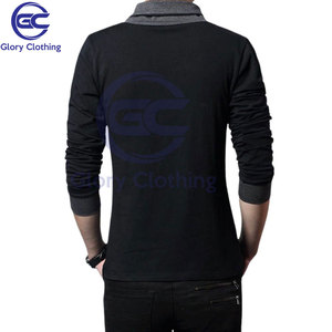 Camiseta de retazos de algodón de manga larga para hombre 2024, camisetas de manga larga con corte cubierto y cuello de pico, camisetas de moda de talla grande - Product Image 5