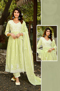 Magnifiquement conçu Chinnon indien pakistanais fête de mariage Collection Salwar Kameez Kurti Dupatta complet intérieur séchage rapide tout - Product Image 3