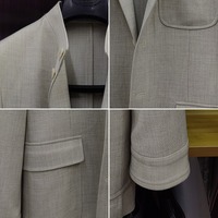 Costume homme en twill couleur écru, col mandarin, poches plaquées dissimulées sur le devant, poignets à revers, costumes d'affaires pour homme, sur mesure MTM