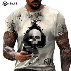 Herren Schädel 3D Hochwertiger Druck und Sublimation T-Shirt Kurzarm Rundhals ausschnitt Großhandel Mode