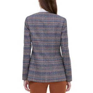 Blazer da Donna Calvin Klein in Tweed a Quadri Marrone, Lungo, Taglia 8, con Bottoni e Decorazioni Ricamate, Motivo Intrecciato - Product Image 2