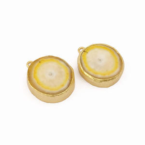 Conectores de encantos de fianza individuales chapados en oro de piedras preciosas de cuarzo solares hechos a mano para pendientes y fabricación de joyas - Product Image 2