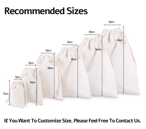 Sacs pochette pliants en toile coton biologique avec cordon de serrage 100% coton sac grande taille en coton imprimé personnalisé blanc bijoux - Product Image 2