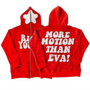 Y2K Custom Men's 100% Cotton Full-Zip Winter Hoodie for Digital 3D Foam Fleece Embroidered Oversized Hood Solid <b>Pattern</b> - Product Image 1