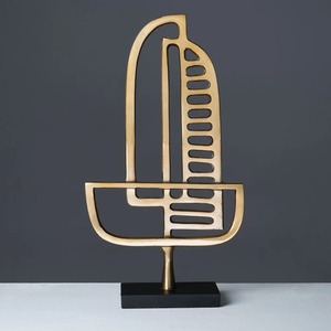 Objet de table en métal doré, décoration artistique moderne pour la maison, le bureau, le salon, intérieurs contemporains en provenance d'Inde - Product Image 1