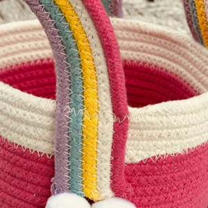 Cesta de cuerda trenzada de hilo de alta calidad con mango de arcoíris, bonita cesta de almacenamiento, organizador multiusos para el hogar, solución de almacenamiento - Product Image 3