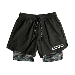 Venta caliente logotipo personalizado entrenamiento atlético pantalones cortos para correr doble capa Fitness gimnasio deporte pantalones cortos para hombres poliéster deportes pantalones cortos - Product Image 6