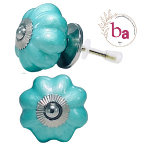 Perillas de melón de cerámica verde agua neón, tiradores de puerta de cajón de armario de exportación de calidad para cocina, armario exterior para almacén - Product Image 1