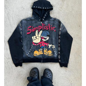 Nuevo diseño de algodón mezclado mejores hombres sudaderas con capucha casuales bajo MOQ hombres DTF estampado cremallera sudaderas con capucha a precio al por mayor hecho en Pakistán - Product Image 2