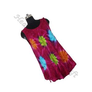 Peso ligero y suave rayón Tie Dye vestido estampado Tie Dye largo Maxi vestido hecho a mano con sin mangas Tie Dye cuello redondo Boho largo - Product Image 1