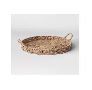 ถาดเสิร์ฟหวายทรงสี่เหลี่ยมผืนผ้าธรรมชาติหรูหราลวดลายดอกไม้สำหรับจัดเลี้ยงตกแต่งบ้านโดยมีคุณสมบัติการจัดระเบียบ - Product Image 1