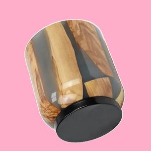 Brûleur Bakhoor élégant en résine grise et bois naturel avec plateau en métal Brûleur d'encens élégant pour la maison, le bureau et le Ramadan - Product Image 3