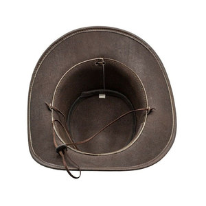 Wholesale Custom Wide Brim Embroidery Western Cowboy <b>Hat</b> for Men Summer Outdoors Leather Panama <b>Hat</b> for Men - Product Image 3