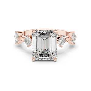 4.25 CT <b>Emerald</b>-Cut Lab Diamond Three-Stone <b>Ring</b> for Women VVS-VS EF Clarity 18KT, 14KT, 10KT Gold & 925 <b>Silver</b> - Product Image 2
