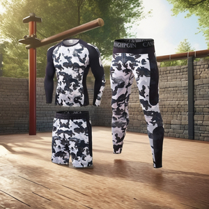 Conjunto de 4 Piezas de Rashguard Personalizado con Logotipo para MMA, Spandex/Nailon, Manga Larga, Kimono para Hombre, Jiu Jitsu, Muay Thai, Shorts, BJJ, Boxeo - Product Image 6