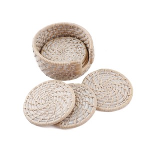 Posavasos de caña de ratán redondo de madera, posavasos tejidos a mano de yute, lino, ovalado, taza de mimbre, posavasos, alfombrilla de mesa de comedor resistente al calor - Product Image 3