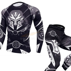 MMA Training Rash Guard Chemise et pantalon de compression à manches longues personnalisés pour hommes BJJ Grappling Sportswear Gym Outfit Full Set - Product Image 6