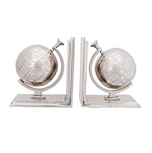 Metal Globe Nautical Book Ends Silver Nautical Bookends <b>Desk</b> <b>Organizers</b> and Office Decorative Supplies Bookends - Product Image 6