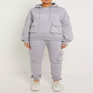 Vente chaude Logo Personnalisé 100% Coton Dames Surdimensionné Baggy Top Bas Ensemble 2 Pièces Détente Costume Survêtement D'hiver Pour Femmes - Product Image 5