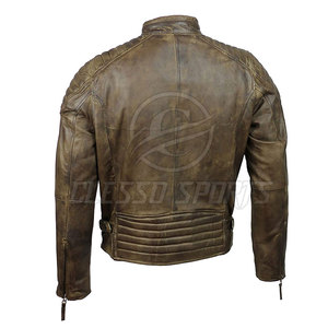Blouson en cuir de moto pour homme, style motard, course et biker - Product Image 5
