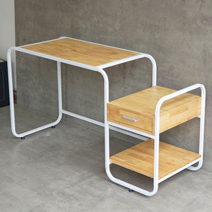 Modern Minimalist Office <b>Desk</b> with Integrated Printer <b>Shelf</b> 140x50cm Rubber Wood BD68094 - Product Image 5